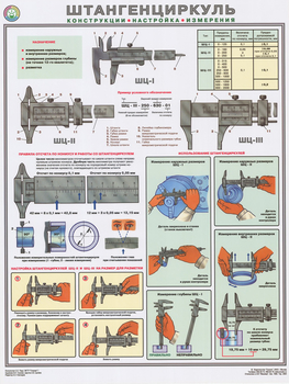 ПС52 Штангенциркуль (конструкция, настройка, измерения) (ламинированная бумага, А2, 1 лист) - Плакаты - Безопасность труда - Магазин охраны труда ИЗО Стиль